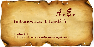 Antonovics Elemér névjegykártya