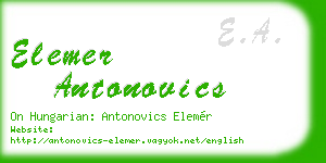 elemer antonovics business card